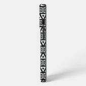 Etui iPhone 13 Pro Aztec Triangles+Motif Carré blanc sur noir (Côté gauche)