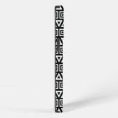 Etui iPhone 13 Pro Aztec Triangles+Motif Carré blanc sur noir (Côté droit)