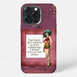 Etui iPhone 13 Pro Beauté Vintage Buvant du Vin Drôle