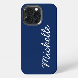 Etui iPhone 13 Pro Bleu et Blanc Classique Nom ou Texte Personnalisé 