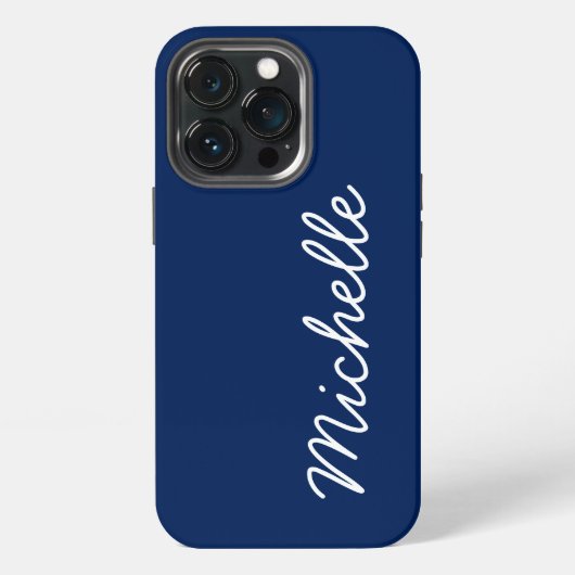 Etui iPhone 13 Pro Bleu et Blanc Classique Nom ou Texte Personnalisé (Dos)
