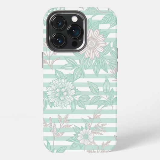 Etui iPhone 13 Pro Blue Floral Minimalist (Dos)