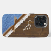Etui iPhone 13 Pro Bois Denim et dentelle Occident Thème (Verso Horizontal)