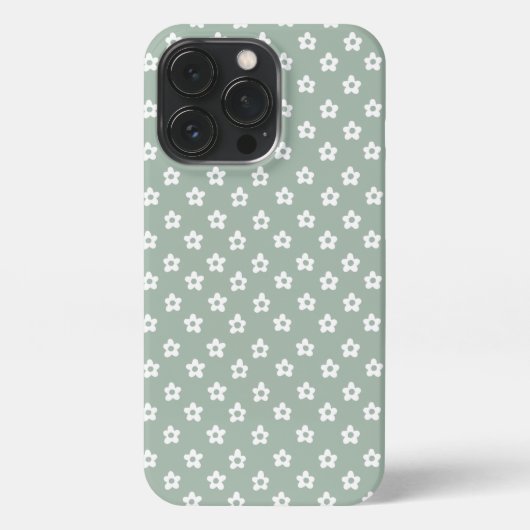 Etui iPhone 13 Pro Boîtier de téléphone vert à fleurs (Verso)