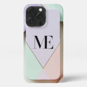 Etui iPhone 13 Pro Boîtier téléphonique des initiales Pastel géométri