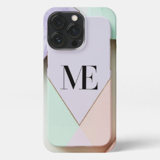 Etui iPhone 13 Pro Boîtier téléphonique des initiales Pastel géométri
