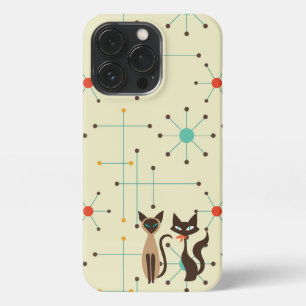 Etui iPhone 13 Pro Boîtier téléphonique pour chats atomiques MidMod