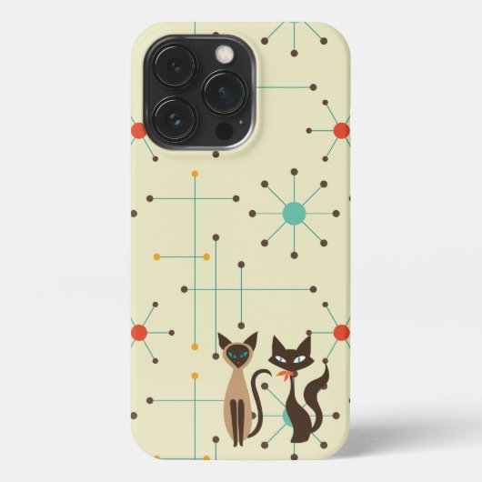 Etui iPhone 13 Pro Boîtier téléphonique pour chats atomiques MidMod (Verso)