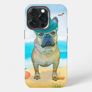 Etui iPhone 13 Pro Bouledogue français sur la plage