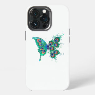 Etui iPhone 13 Pro Butterfly with Green Peacock Feathers