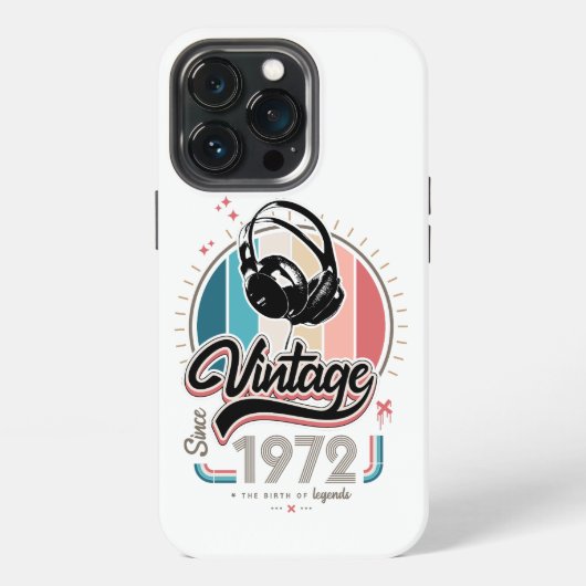 Etui iPhone 13 Pro Casque audio vintage depuis 1972 (Dos)