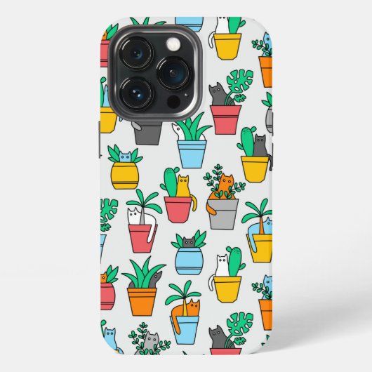 Etui iPhone 13 Pro Chats dans les pots de fleurs (Dos)