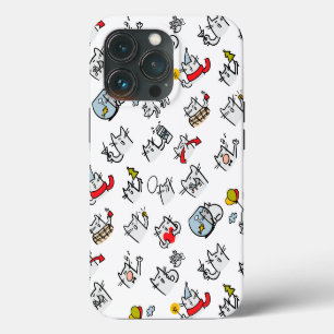 Etui iPhone 13 Pro Chats drôles, lait et magie.