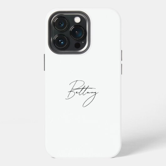 Etui iPhone 13 Pro Chic Elegant Noir Script Calligraphie Nom (Dos)