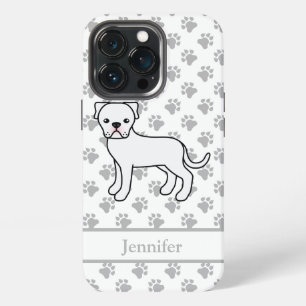Etui iPhone 13 Pro Chien de bande dessinée Bouledogue Américain blanc