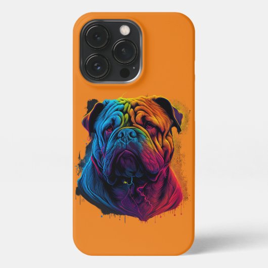 Etui iPhone 13 Pro Chien Shar Pei, Shar-Pei, chinois clair et luffeux (Verso)