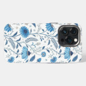 Etui iPhone 13 Pro Chinoiserie Blue Echinacea Pattern (Verso Horizontal)