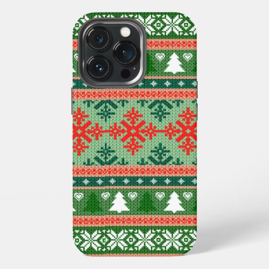 Etui iPhone 13 Pro Christmas Knitting Pattern (Dos)