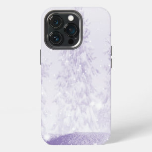 Etui iPhone 13 Pro Chute de neige sur fond violet