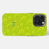 Etui iPhone 13 Pro Circuit Board Tech INITIAL jeu vert amusant (Verso Horizontal)