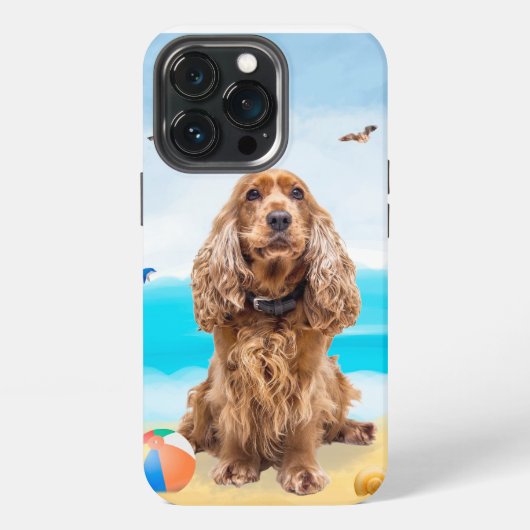 Etui iPhone 13 Pro Cocker Spaniel sur la plage (Dos)