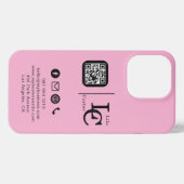 Etui iPhone 13 Pro Code QR Logo Personnalisé Étui iPhone Rose Entrepr (Verso Horizontal)