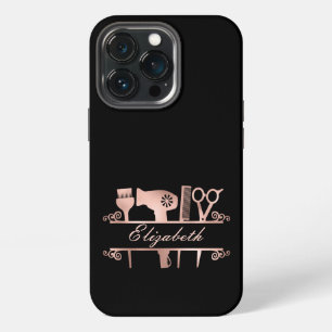 Etui iPhone 13 Pro Coiffeur Salon de coiffure Monogramme Rose Gold 
