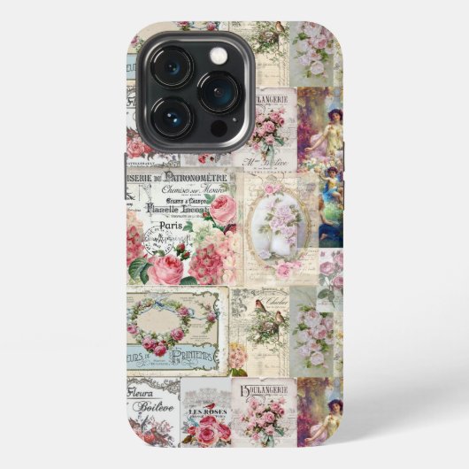 Etui iPhone 13 Pro Collage shabby chic, victorien campagnard, découpa (Dos)