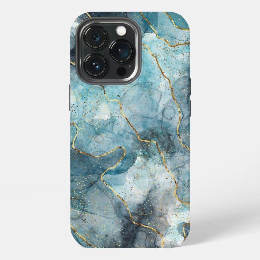 Etui iPhone 13 Pro Coque marbré bleu-coque iphone (Dos)