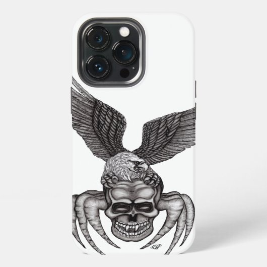 Etui iPhone 13 Pro Crâne d'araignée avec aigle (Dos)