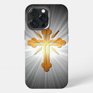 Etui iPhone 13 Pro Croix dorée sur rayons de soleil