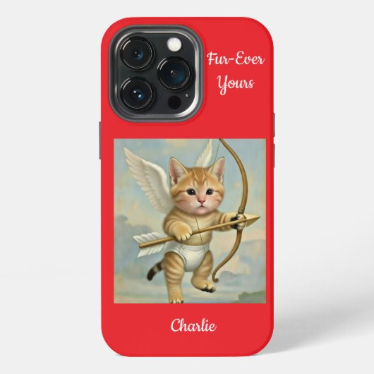 Etui iPhone 13 Pro Cupidon Chat Mignon Drôle (Dos)