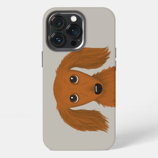 Etui iPhone 13 Pro Dachshund roux à longs poils | Chien de dessin ani (Dos)