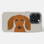 Etui iPhone 13 Pro Dachshund roux à longs poils | Chien de dessin ani (Verso Horizontal)
