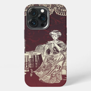 Etui iPhone 13 Pro dame boit du thé
