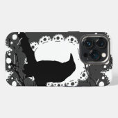 Etui iPhone 13 Pro Dentelle de corbeau N & B (Verso Horizontal)