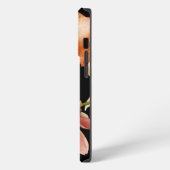 Etui iPhone 13 Pro design féminin élégant initial Fleurs noires (Côté gauche)