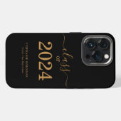 Etui iPhone 13 Pro Diplômé de la promotion 2024 en écriture dorée (Verso Horizontal)