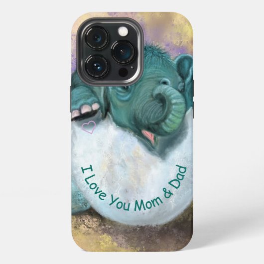 Etui iPhone 13 Pro Eléphant Hatching drôle coque iphone - Texte perso (Dos)
