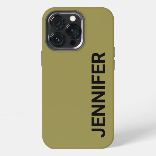 Etui iPhone 13 Pro Étiquette personnalisée verte unie et décalée (Dos)