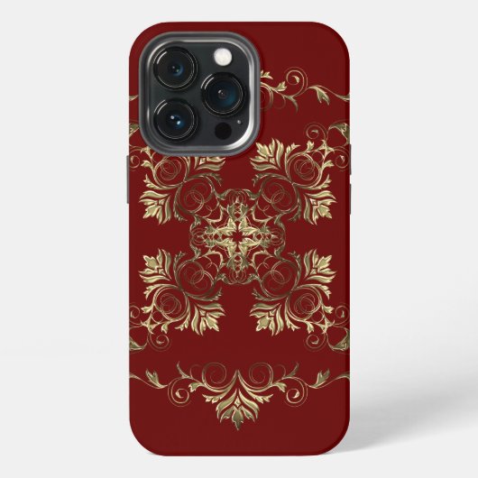 Etui iPhone 13 Pro Étui de téléphone Baroque style floral. (Dos)