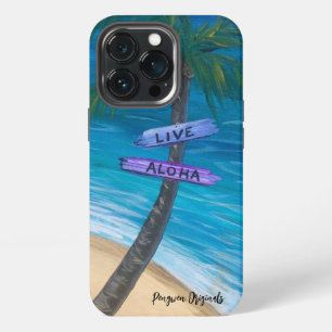 Etui iPhone 13 Pro Étui de téléphone « Live Aloha » Palmier au-dessus