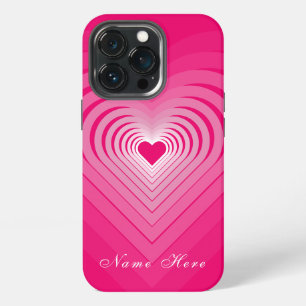 Etui iPhone 13 Pro Étui iPhone rose avec cœurs et nom personnalisé