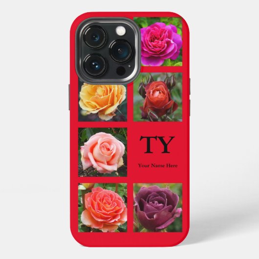 Etui iPhone 13 Pro Étui pour iPhone 13 Pro Collage de roses #1 rouge (Dos)