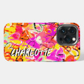 Etui iPhone 13 Pro Explosion de cœurs graffiti : Dessin vibrant à la (Verso Horizontal)