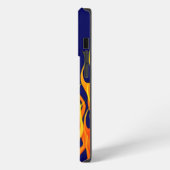 Etui iPhone 13 Pro Flammes de course classique sur fond bleu marine (Côté gauche)