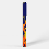 Etui iPhone 13 Pro Flammes de course classique sur fond bleu marine (Côté droit)