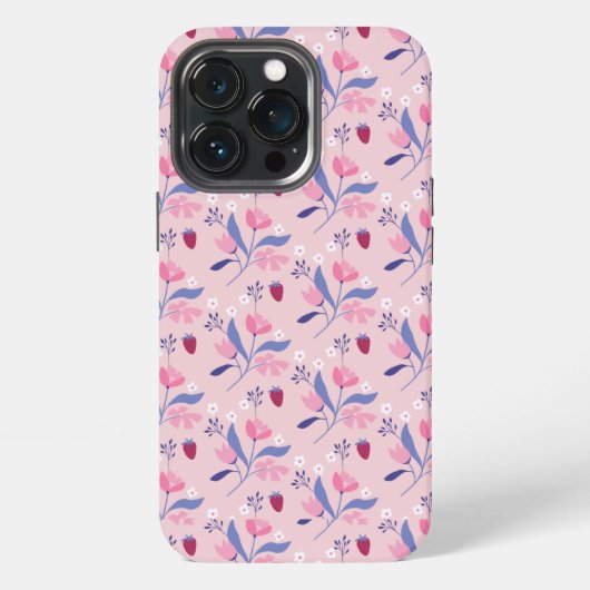 Etui iPhone 13 Pro Fleur de fraise Rosalinde (Dos)