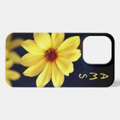 Etui iPhone 13 Pro Fleur Jaune Dahlia Élégante Avec Initiales (Verso Horizontal)