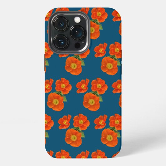 Etui iPhone 13 Pro Fleurs de pavot orange (Dos)